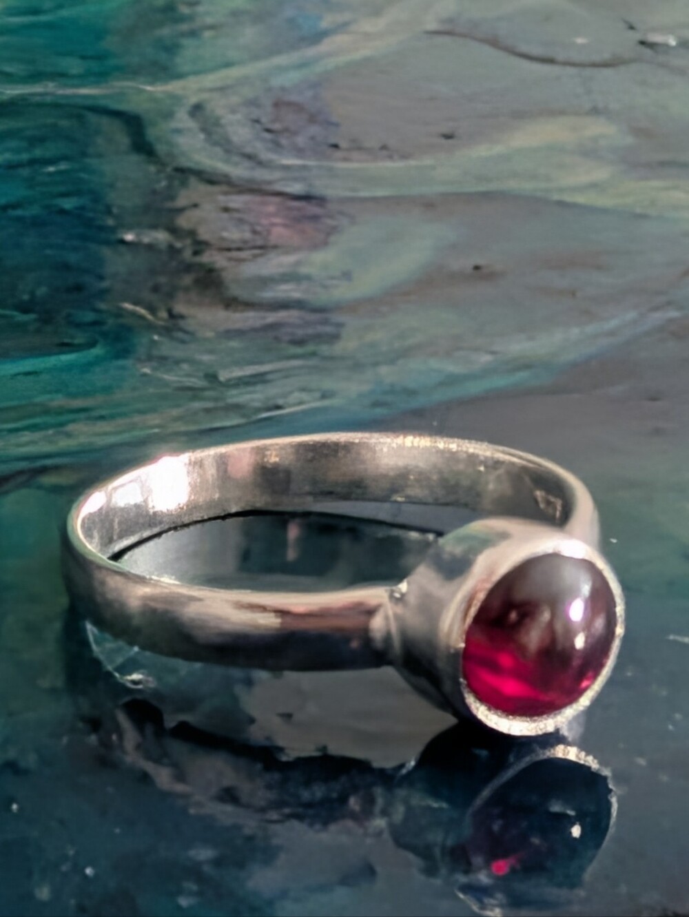 Genuine Garnet Solid Sterling Silver Ring Size 9.5 - Picture 11 of 12